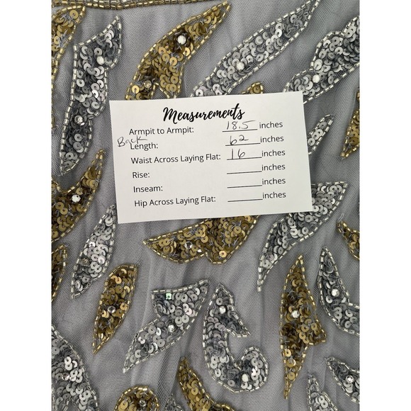 Mac Duggal‎ 5124 Platinum Gold Sequin Beaded Long Sleeve Dress Size 10 $598 - Picture 8 of 9
